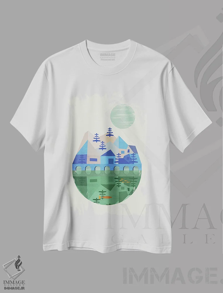 تیشرت سفید طرح دار پل، تزئینی اثر فلت اول | immage.ir