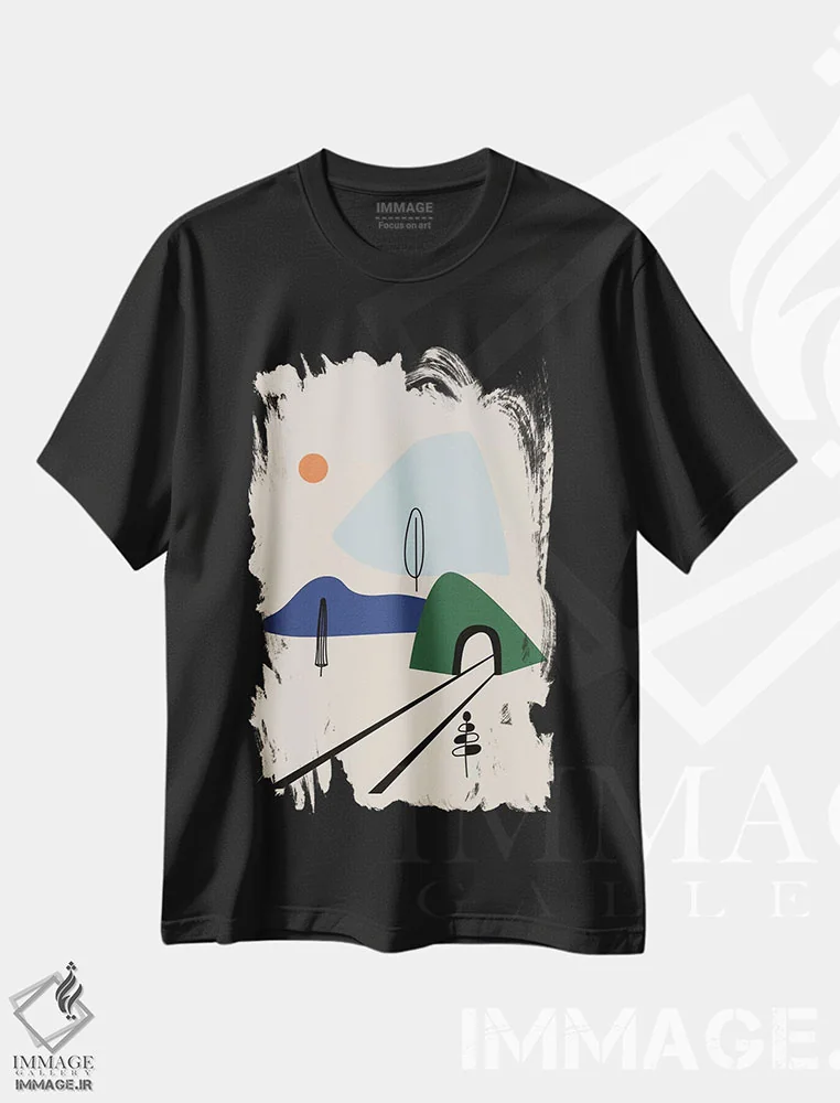 تیشرت مشکی طرح دار تونل، تزئینی اثر فلت اول | immage.ir