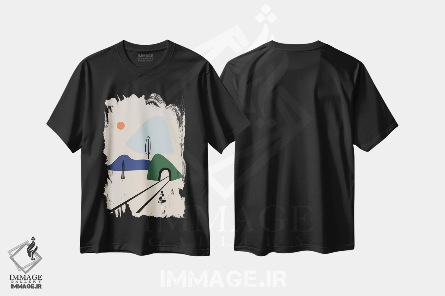 تیشرت مشکی طرح دار تونل، تزئینی اثر فلت اول | immage.ir