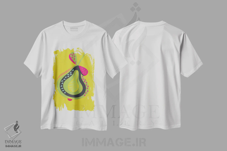 تیشرت سفید طرح دار گلابی ۲، هنر دیجیتال اثر فلت اول | immage.ir