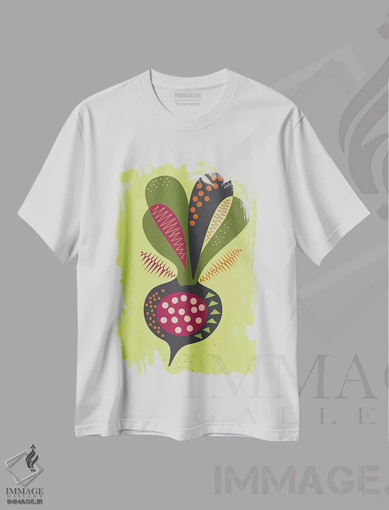 تیشرت سفید طرح دار چغندر قرمز، هنر دیجیتال اثر فلت اول | immage.ir