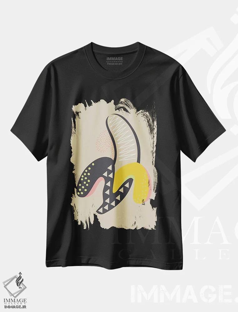 تیشرت مشکی طرح دار موز، هنر دیجیتال اثر فلت اول | immage.ir