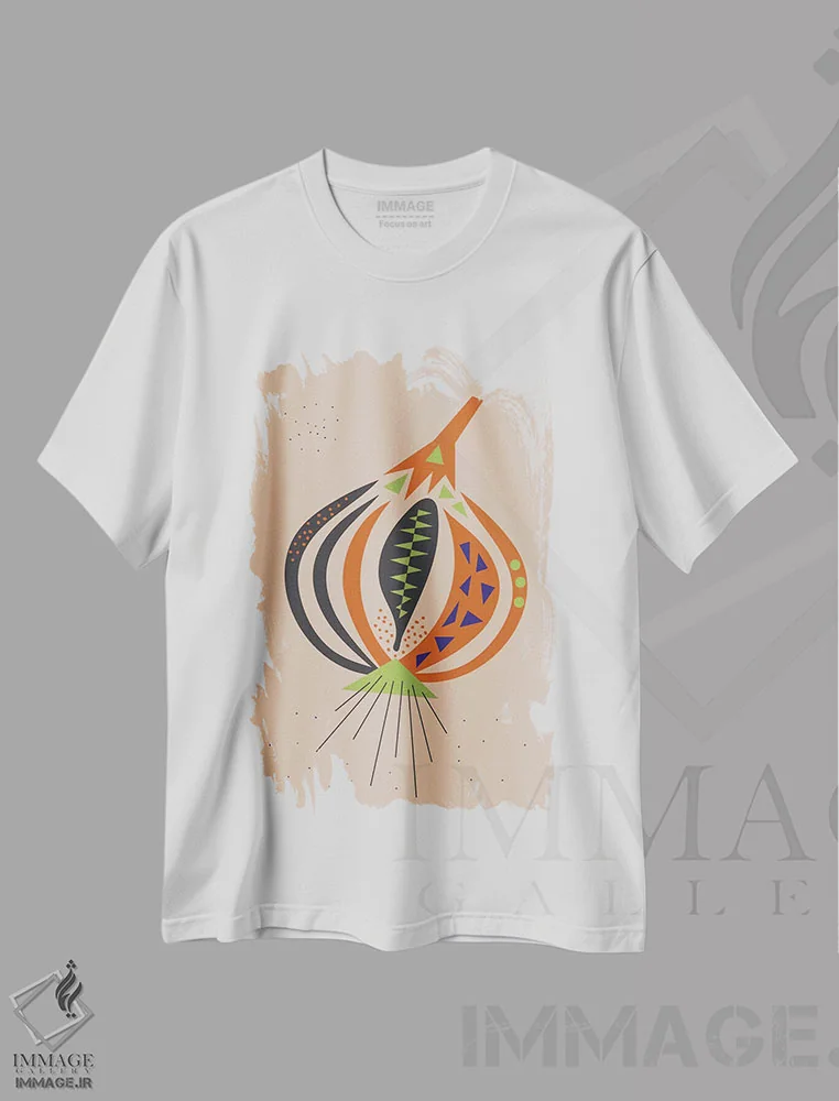تیشرت سفید طرح دار پیاز، هنر دیجیتال اثر فلت اول | immage.ir