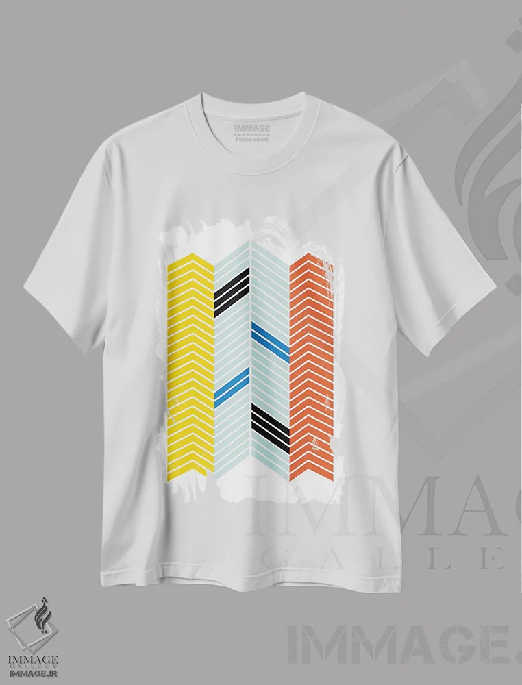 تیشرت سفید طرح دار شورِنی، آبستره اثر فلت اول | immage.ir