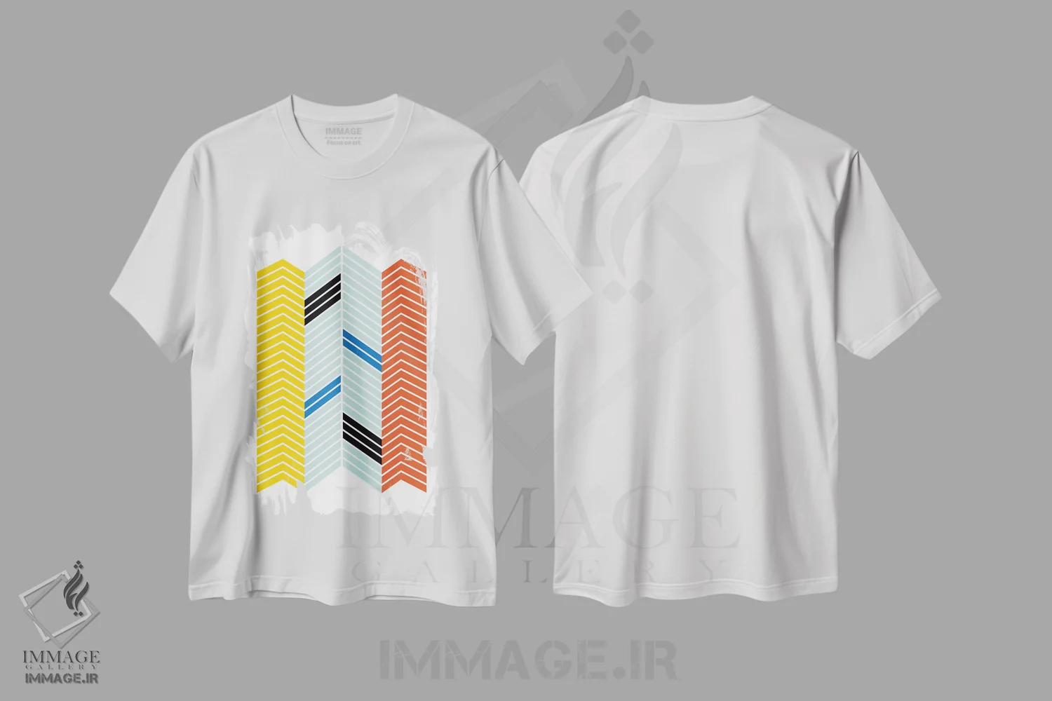 تیشرت سفید طرح دار شورِنی، آبستره اثر فلت اول | immage.ir