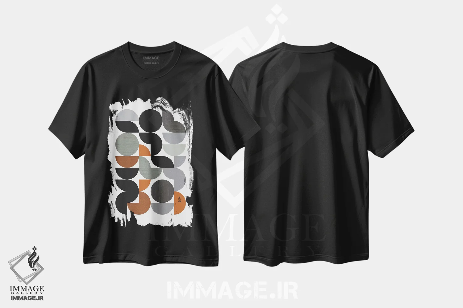 تیشرت مشکی طرح دار گردش، آبستره اثر فلت اول | immage.ir