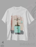 تیشرت سفید طرح دار قهوه، تزئینی اثر فلت اول | immage.ir