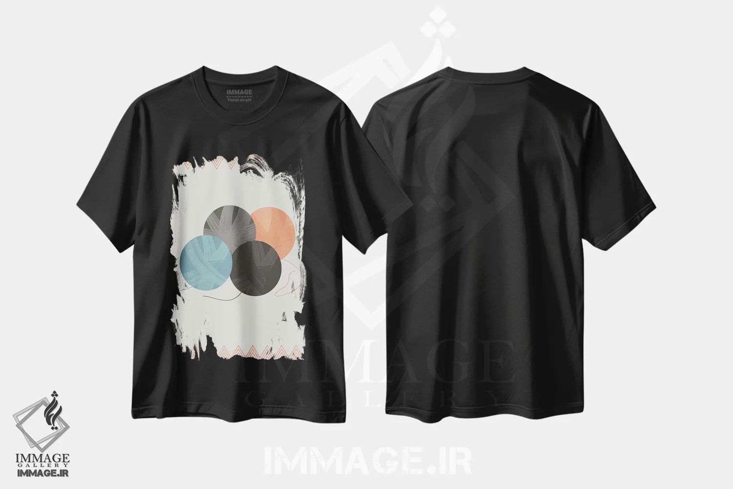 تیشرت مشکی طرح دار سرنخ ها، تزئینی اثر فلت اول | immage.ir