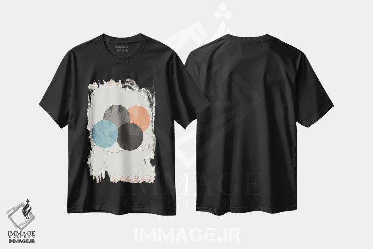 تیشرت مشکی طرح دار سرنخ ها، تزئینی اثر فلت اول | immage.ir