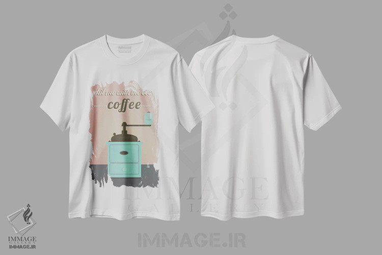 تیشرت سفید طرح دار قهوه، تزئینی اثر فلت اول | immage.ir