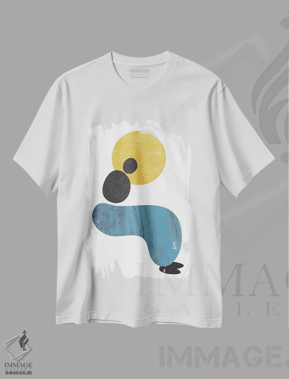 تیشرت سفید طرح دار بانوی انتزاعی، آبستره اثر فلت اول | immage.ir