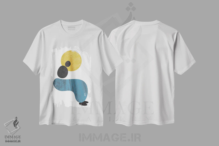 تیشرت سفید طرح دار بانوی انتزاعی، آبستره اثر فلت اول | immage.ir