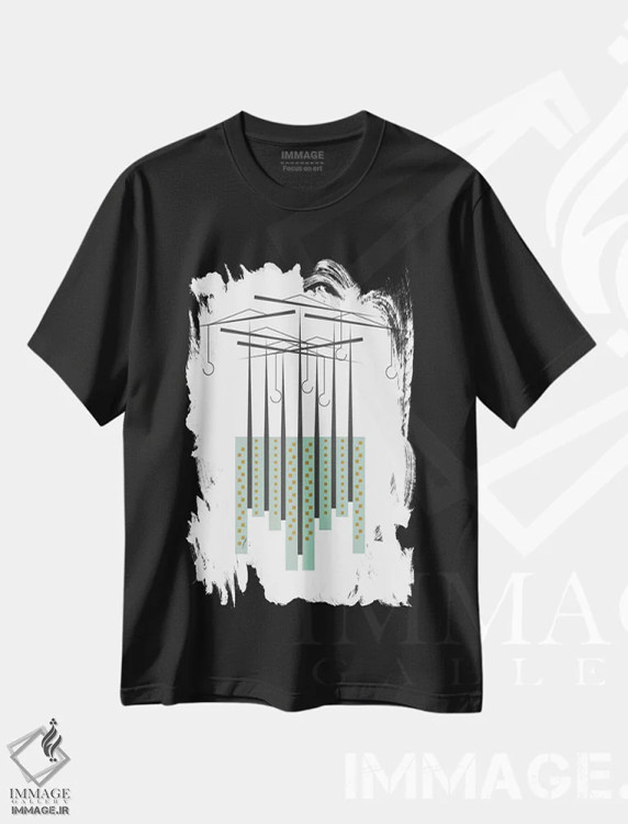 تیشرت مشکی طرح دار "قوها"، تزئینی اثر فلت اول | فروشگاه ایماژ