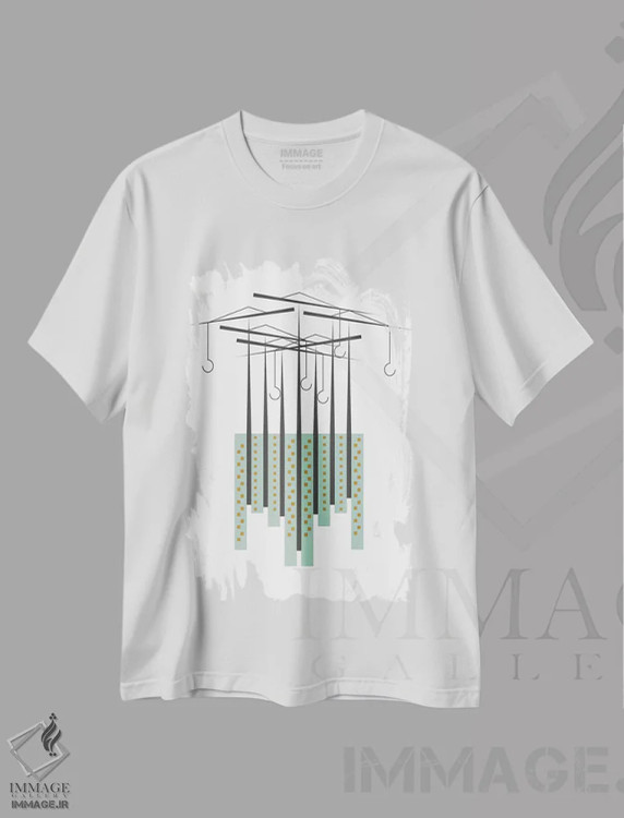 تیشرت سفید طرح دار "قوها"، تزئینی اثر فلت اول | immage.ir