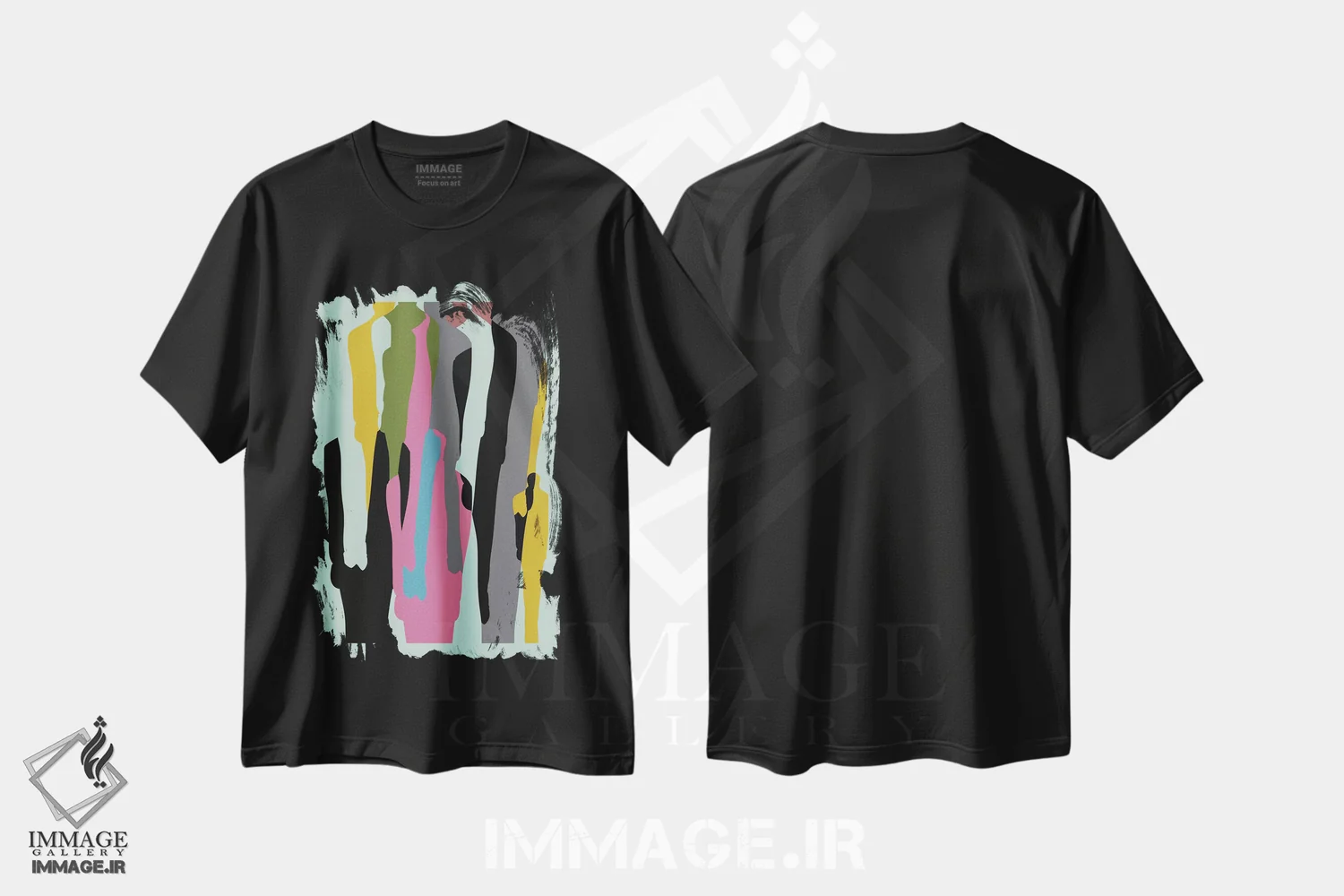 تیشرت مشکی طرح دار "جمعیت"، آبستره اثر فلت اول | immage.ir