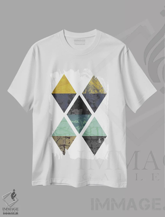 تیشرت سفید طرح دار "الماس های گرنج"، آبستره اثر فلت اول | immage.ir