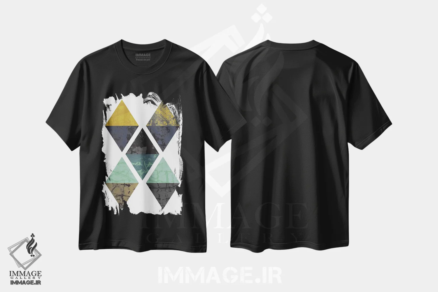 تیشرت مشکی طرح دار "الماس های گرنج"، آبستره اثر فلت اول | فروشگاه ایماژ