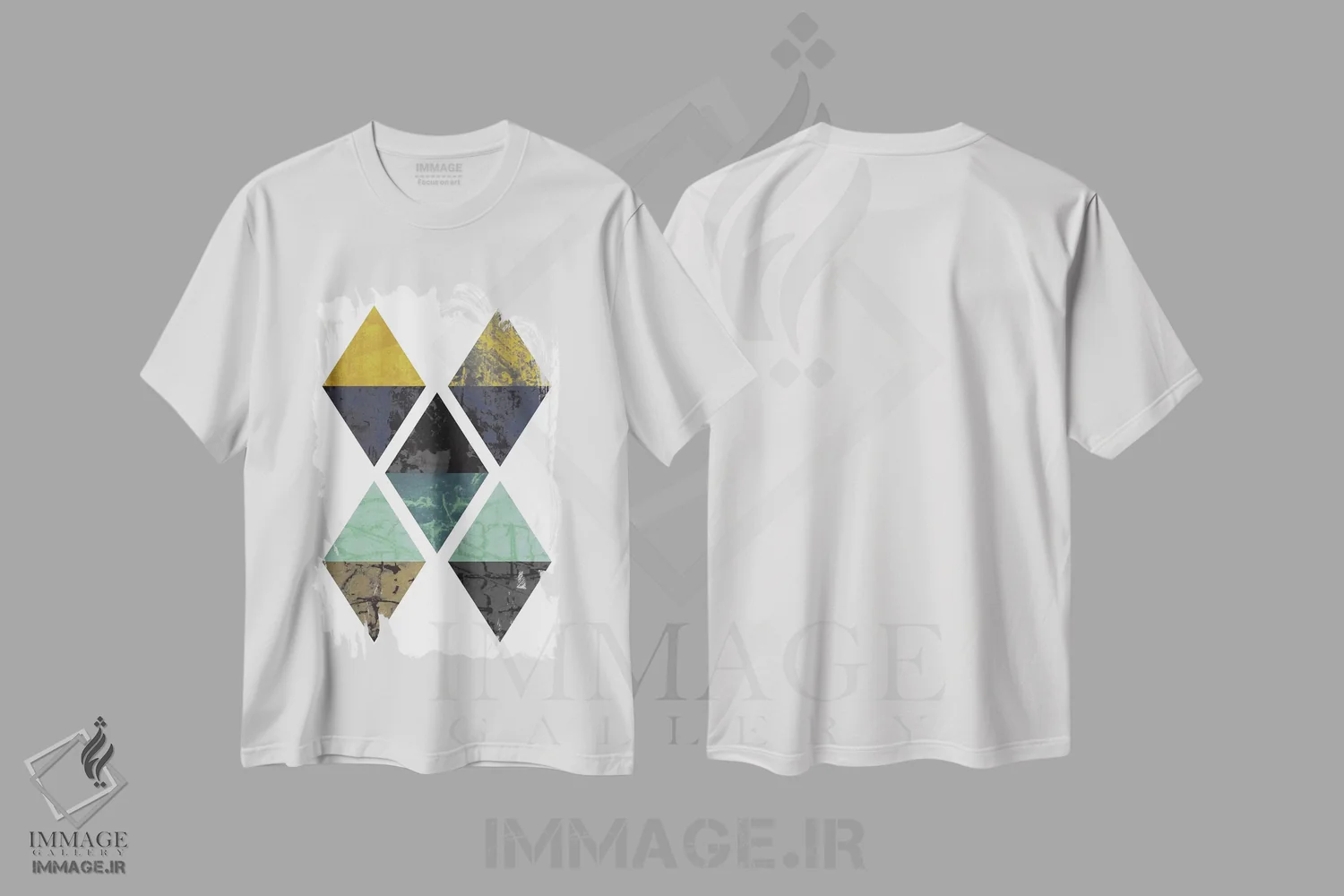 تیشرت سفید طرح دار "الماس های گرنج"، آبستره اثر فلت اول | immage.ir