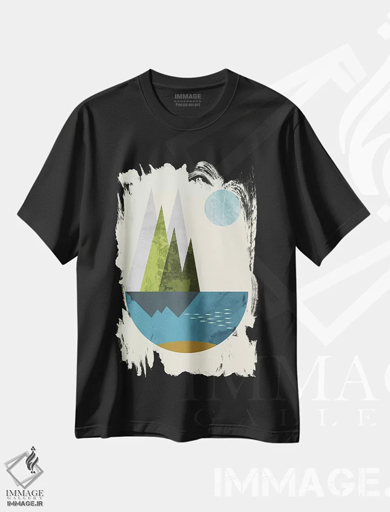 تیشرت مشکی طرح دار "زمین"، آبستره اثر فلت اول | فروشگاه ایماژ