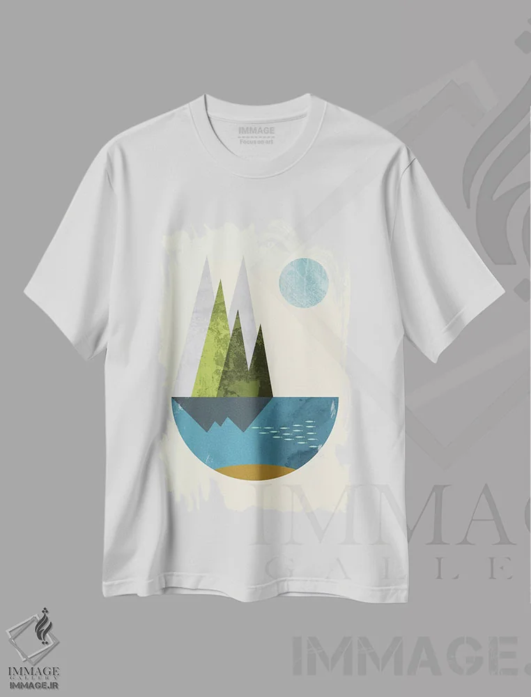 تیشرت سفید طرح دار "زمین"، آبستره اثر فلت اول | immage.ir