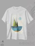 تیشرت سفید طرح دار "زمین"، آبستره اثر فلت اول | immage.ir