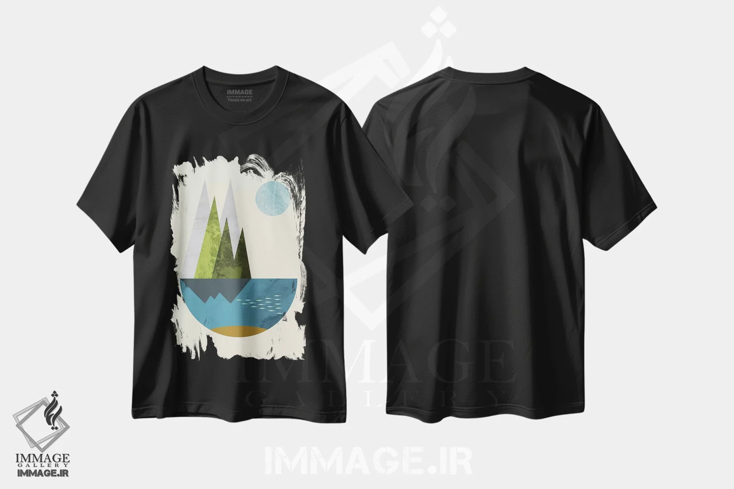 تیشرت مشکی طرح دار "زمین"، آبستره اثر فلت اول | فروشگاه ایماژ