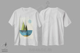 تیشرت سفید طرح دار "زمین"، آبستره اثر فلت اول | immage.ir