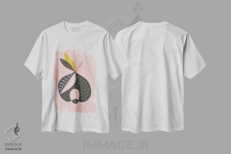 تیشرت سفید طرح دار "سیب"، تزئینی اثر فلت اول | immage.ir