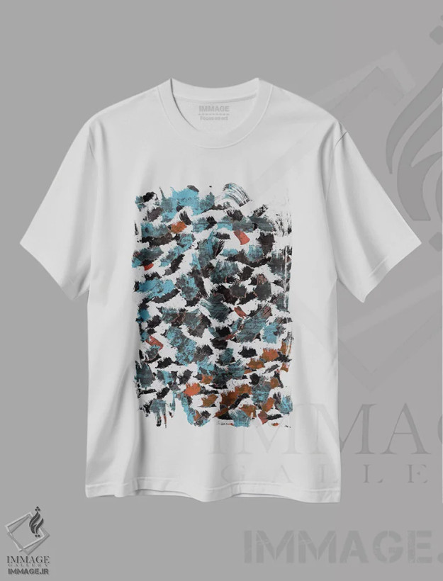 تیشرت سفید طرح دار "احساسات"، آبستره اثر فلت اول | فروشگاه ایماژ