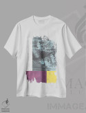 تیشرت سفید طرح دار "گرنج هندسی I"، آبستره اثر فلت اول | فروشگاه ایماژ