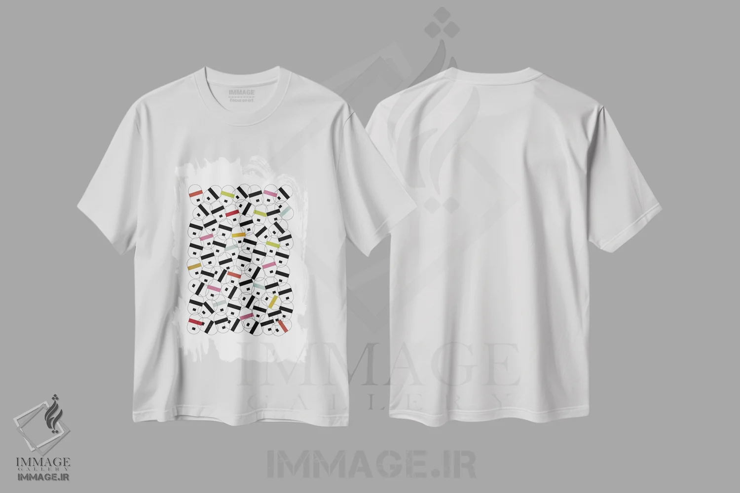تیشرت سفید طرح دار "چهره های آینده"، آبستره اثر فلت اول | immage.ir