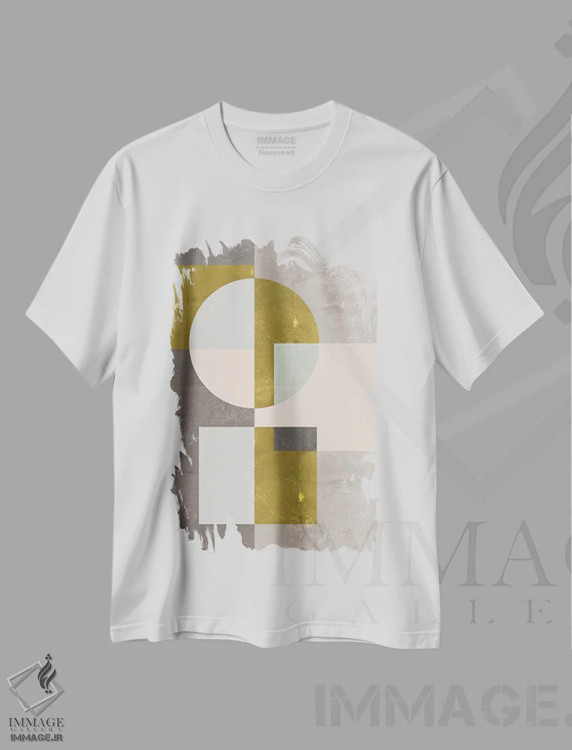 تیشرت سفید طرح دار "هندسی I"، آبستره اثر فلت اول | فروشگاه ایماژ