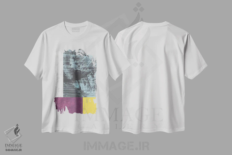 تیشرت سفید طرح دار "گرنج هندسی I"، آبستره اثر فلت اول | فروشگاه ایماژ