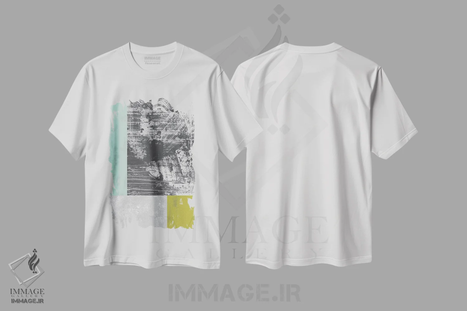 تیشرت سفید طرح دار "گرنج هندسی II"، آبستره اثر فلت اول | immage.ir