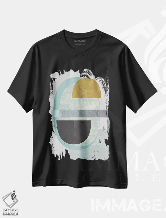 تیشرت مشکی طرح دار "هندسی II"، آبستره اثر فلت اول | فروشگاه ایماژ