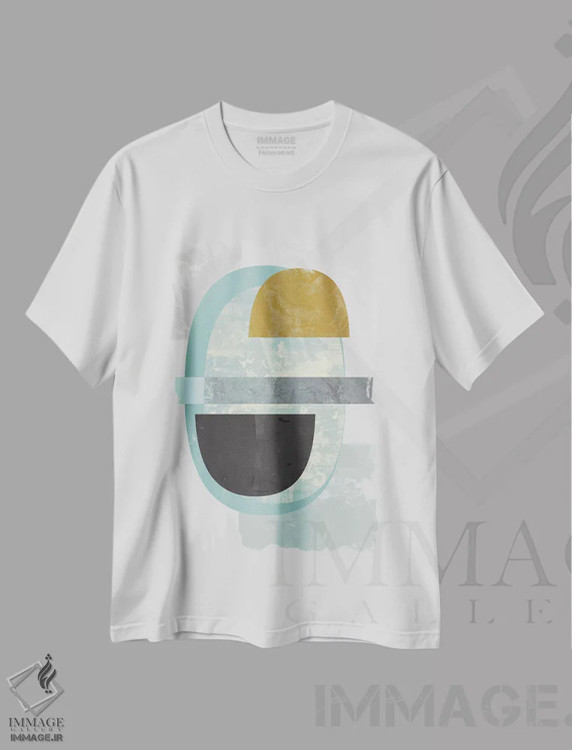 تیشرت سفید طرح دار "هندسی II"، آبستره اثر فلت اول | immage.ir