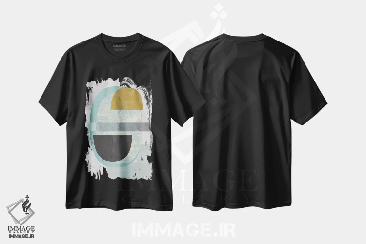 تیشرت مشکی طرح دار "هندسی II"، آبستره اثر فلت اول | فروشگاه ایماژ