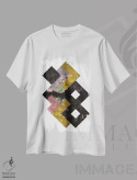 تیشرت سفید طرح دار "آبرنگ هندسی"، آبستره اثر فلت اول | immage.ir