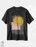 تیشرت مشکی طرح دار "ماه طلایی"، آبستره اثر فلت اول | فروشگاه ایماژ