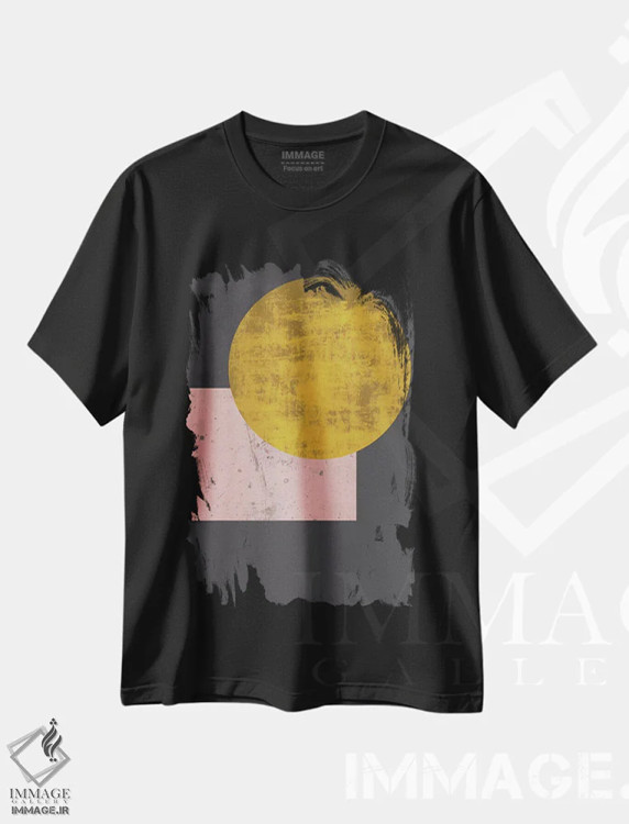 تیشرت مشکی طرح دار "ماه طلایی"، آبستره اثر فلت اول | فروشگاه ایماژ