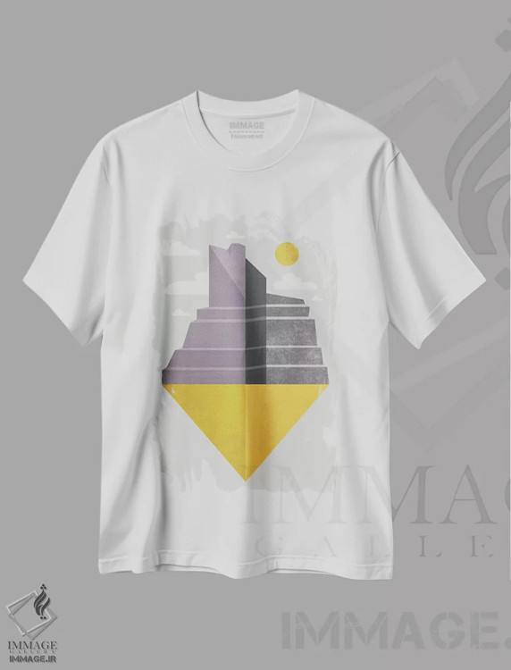تیشرت سفید طرح دار "گرند کنیون"، آبستره اثر فلت اول | فروشگاه ایماژ