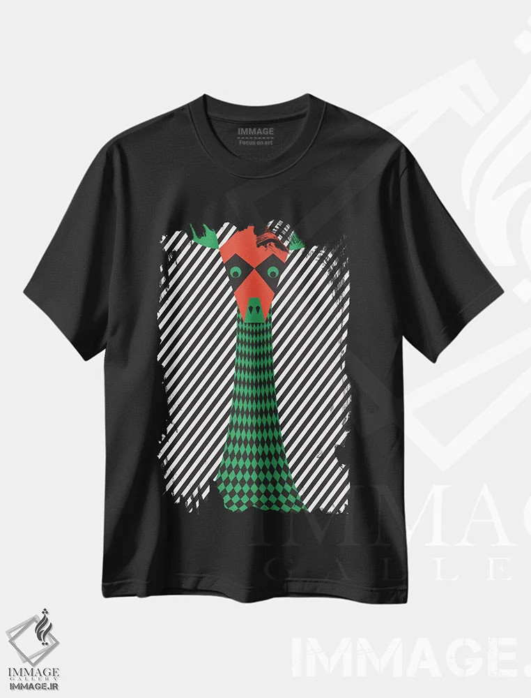 تیشرت مشکی طرح دار "زرافه"، تزئینی اثر فلت اول | immage.ir