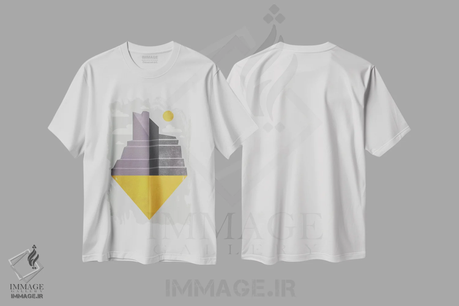 تیشرت سفید طرح دار "گرند کنیون"، آبستره اثر فلت اول | فروشگاه ایماژ