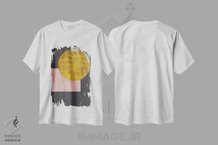 تیشرت سفید طرح دار "ماه طلایی"، آبستره اثر فلت اول | immage.ir