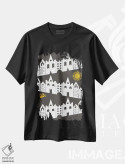 تیشرت مشکی طرح دار "خانه های شاد"، تزئینی اثر فلت اول | فروشگاه ایماژ