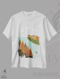 تیشرت سفید طرح دار "پاییز"، تزئینی اثر فلت اول | immage.ir