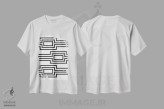 تیشرت سفید طرح دار "خطوط افقی"، آبستره اثر فلت اول | immage.ir