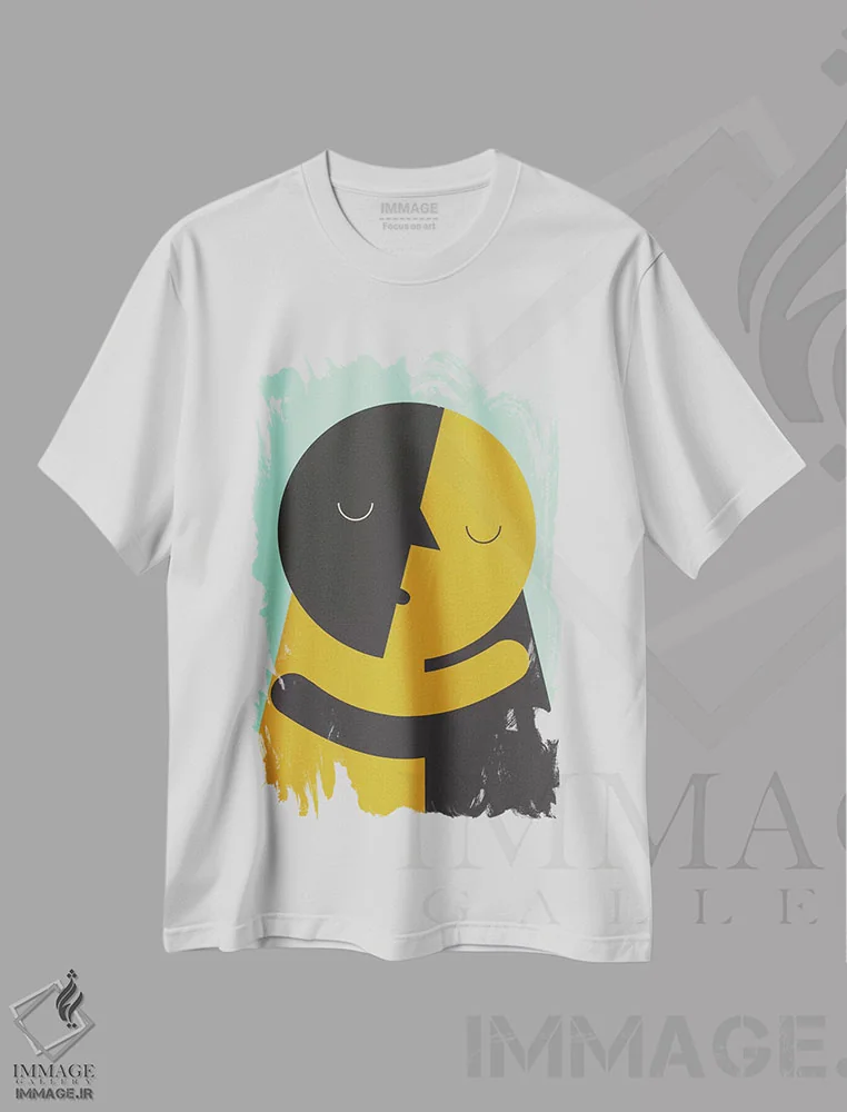 تیشرت سفید طرح دار "بوسه"، تزئینی اثر فلت اول | فروشگاه ایماژ