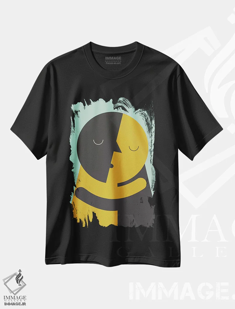 تیشرت مشکی طرح دار "بوسه"، تزئینی اثر فلت اول | immage.ir