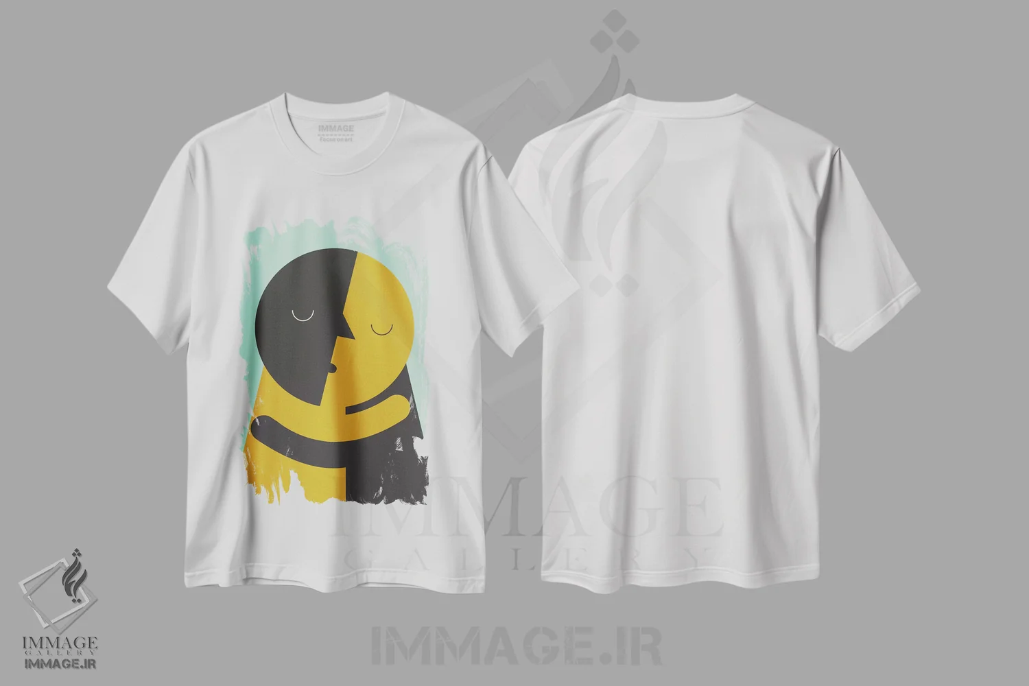 تیشرت سفید طرح دار "بوسه"، تزئینی اثر فلت اول | فروشگاه ایماژ